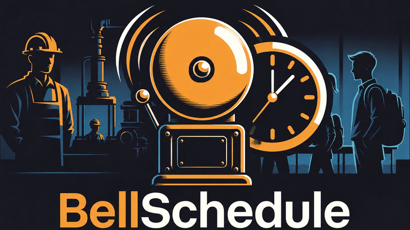 BellSchedule — Factory bell scheduler software for Windows: factory worker, industrial bell, clock, office employees