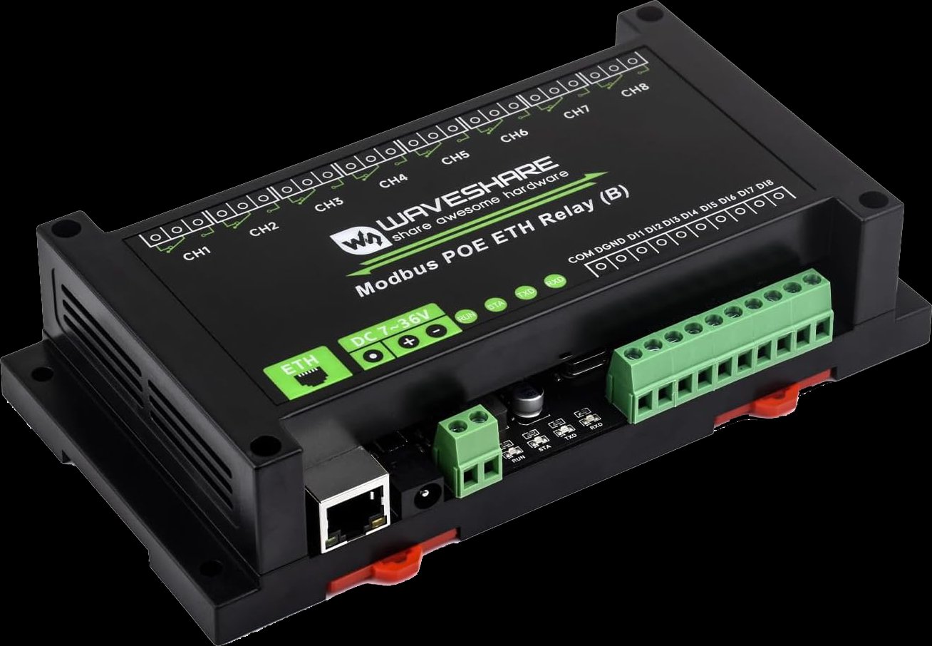 WAVESHARE Modbus POE ETH Relay (B) — 8-channel network relay controller